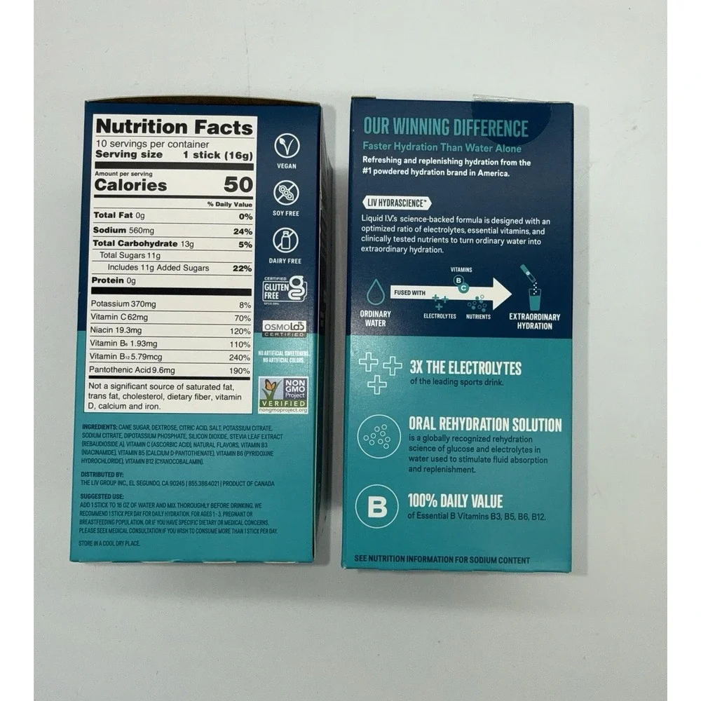 LIQUID I.V. Hydration Multiplier Lemon Lime Electrolyte Drink Mix Exp 1/28 20 Ct